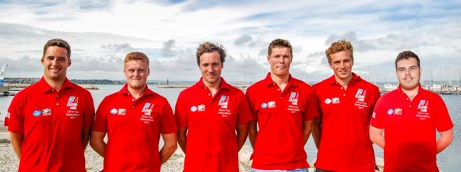 L-R: Cameron Tweedle, Jack Arnell, James Skulczuk, Callum Dixon, Markus Bettum, Joe Stocker – U23 Finn World Championship ©  Ray New